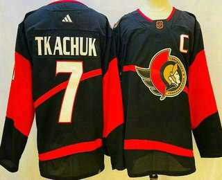 Men%27s Ottawa Senators #7 Brady Tkachuk Black 2022 Reverse Retro Authentic Jersey->ottawa senators->NHL Jersey